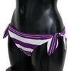 Dolce & Gabbana Purple White Stripes Beachwear Bikini Bottom