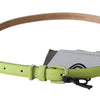 Scervino Street Green Leather Chartreuse Silver Green Buckle Belt