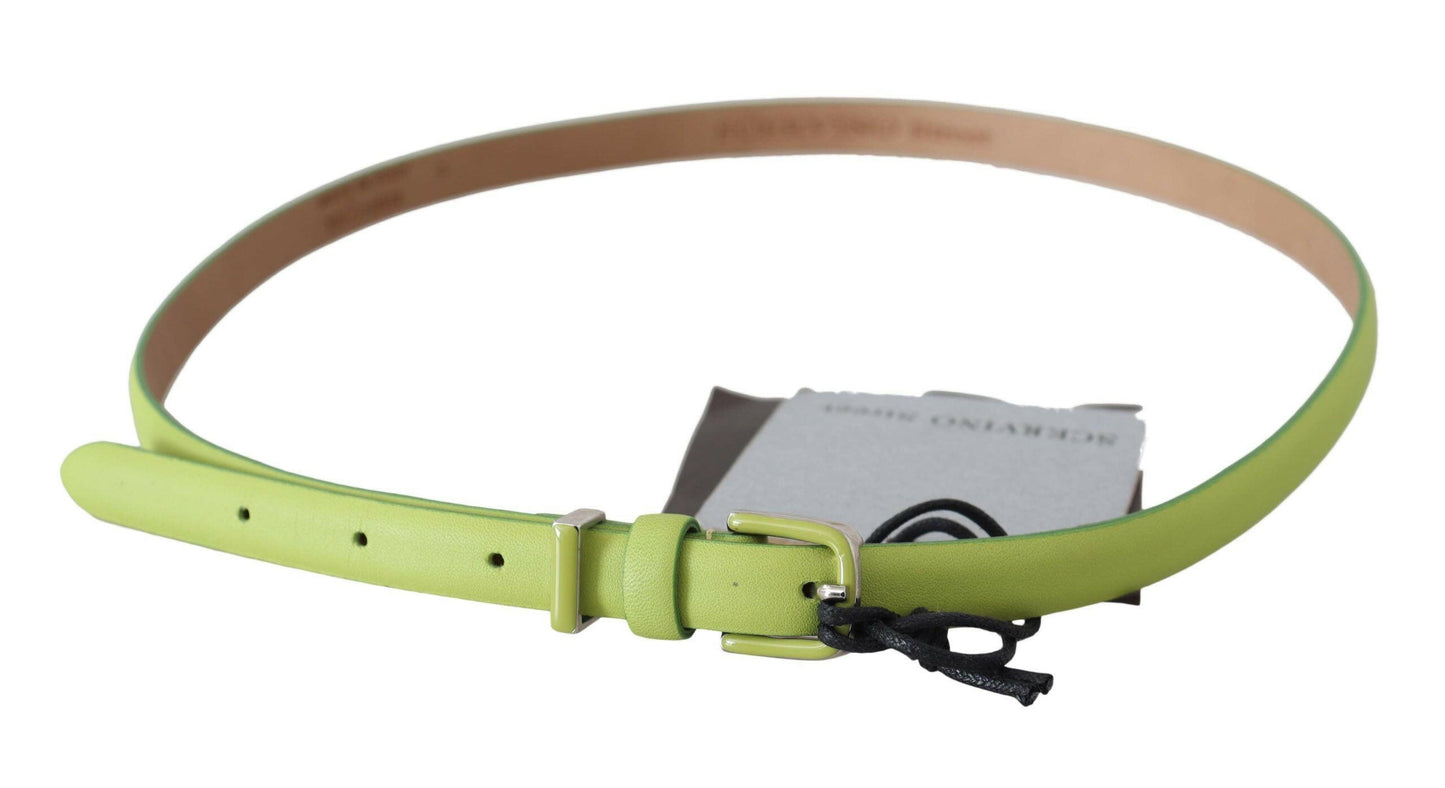 Scervino Street Green Leather Chartreuse Silver Green Buckle Belt