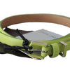 Scervino Street Green Leather Chartreuse Silver Green Buckle Belt