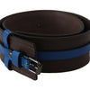Costume National Brown Thin Blue Line Leather Buckle Belt