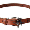 Scervino Street Brown Genuine Leather Rustic Silver Buckle Belt