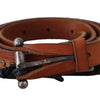 Scervino Street Brown Genuine Leather Rustic Silver Buckle Belt