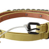 John Galliano Yellow Leather Luxury Slim Buckle Fancy Belt