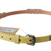 John Galliano Yellow Leather Luxury Slim Buckle Fancy Belt