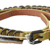 John Galliano Yellow Leather Luxury Slim Buckle Fancy Belt