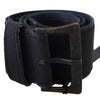 Ermanno Scervino Black Leather Wide Buckle Waist Luxury Belt