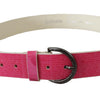John Galliano Pink Leather Letter Logo Design Round Buckle Belt