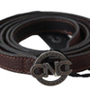 Costume National Brown Skinny Leather Round Logo Buckle Belt