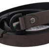 Costume National Brown Leather Skinny Round Buckle Belt