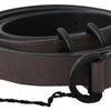 Costume National Brown Leather Skinny Round Buckle Belt