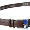 Costume National Brown Genuine Leather Silver Buckle Belt