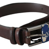 Costume National Brown Genuine Leather Silver Buckle Belt