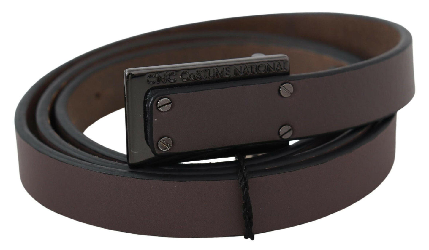 Costume National Brown Leather Tactical Logo Buckle Dark