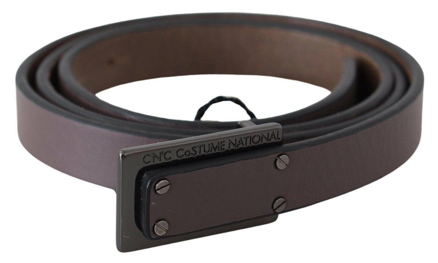 Costume National Brown Leather Tactical Logo Buckle Dark