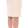 Andrea Incontri White Cotton Checkered Pencil Skirt