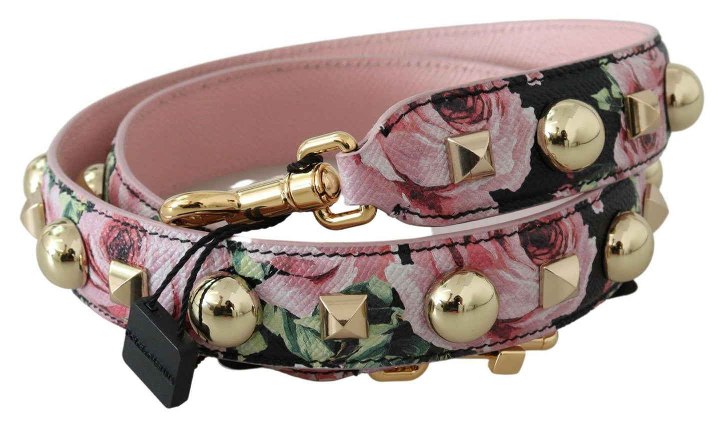 Dolce &amp; Gabbana – Schultergurt für Taschenzubehör mit rosa Blumenmuster und goldenen Nieten