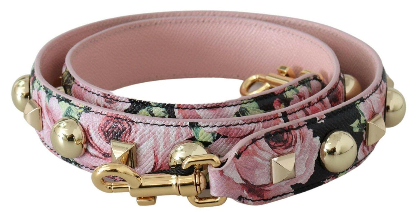 Dolce &amp; Gabbana – Schultergurt für Taschenzubehör mit rosa Blumenmuster und goldenen Nieten