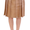 Andrea Incontri Brown Silk Solid Mini Pleated Skirt