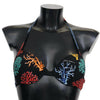 Dolce & Gabbana Black Corals Print Women Beachwear Bikini Tops