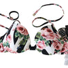 Dolce & Gabbana Multicolor Striped Rose Print Swimwear Bikini Tops