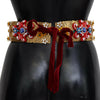 Dolce & Gabbana Embellished Floral Crystal Wide Waist Carretto Belt