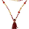 Dolce & Gabbana Gold Tone Brass Red Crystals Pendant Opera Chain  Necklace