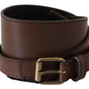 PLEIN SUD Brown Wide Leather Rustic Gold Metal Buckle Dark