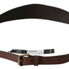 PLEIN SUD Brown Wide Leather Rustic Gold Metal Buckle Dark