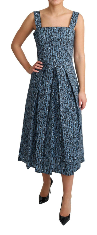 Robe trapèze bleue élégante sans manches à motif cœur Dolce &amp; Gabbana