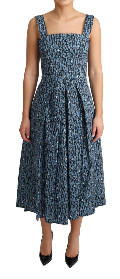 Robe trapèze bleue élégante sans manches à motif cœur Dolce &amp; Gabbana