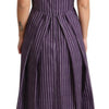 Dolce &amp; Gabbana Lila gestreiftes A-Linien-Stretchkleid aus Baumwolle