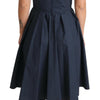 Dolce &amp; Gabbana Blaues A-Linien-Kleid aus gepunkteter Baumwolle