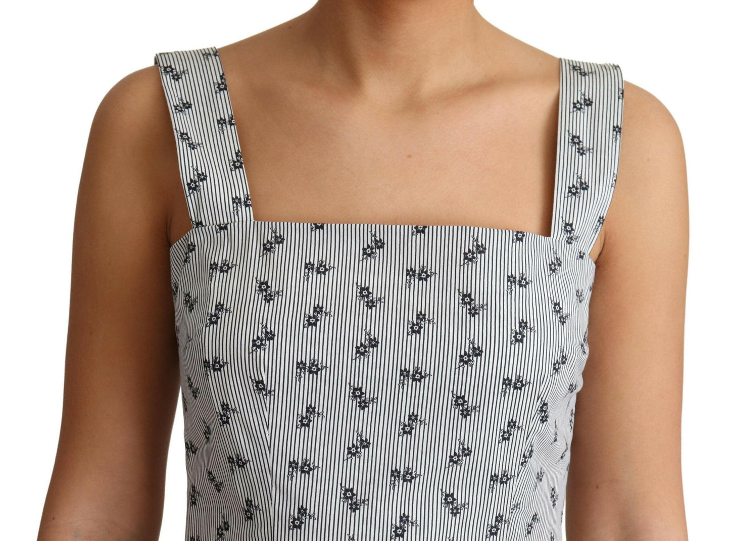 Robe trapèze élégante à rayures et fleurs Dolce &amp; Gabbana