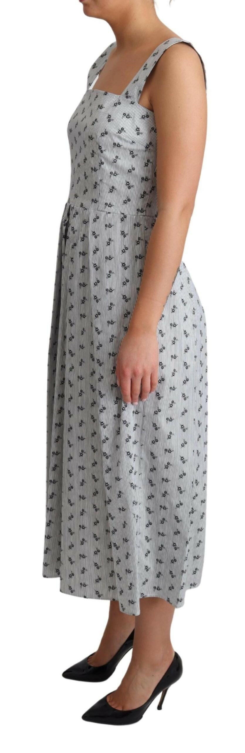 Robe trapèze élégante à rayures et fleurs Dolce &amp; Gabbana