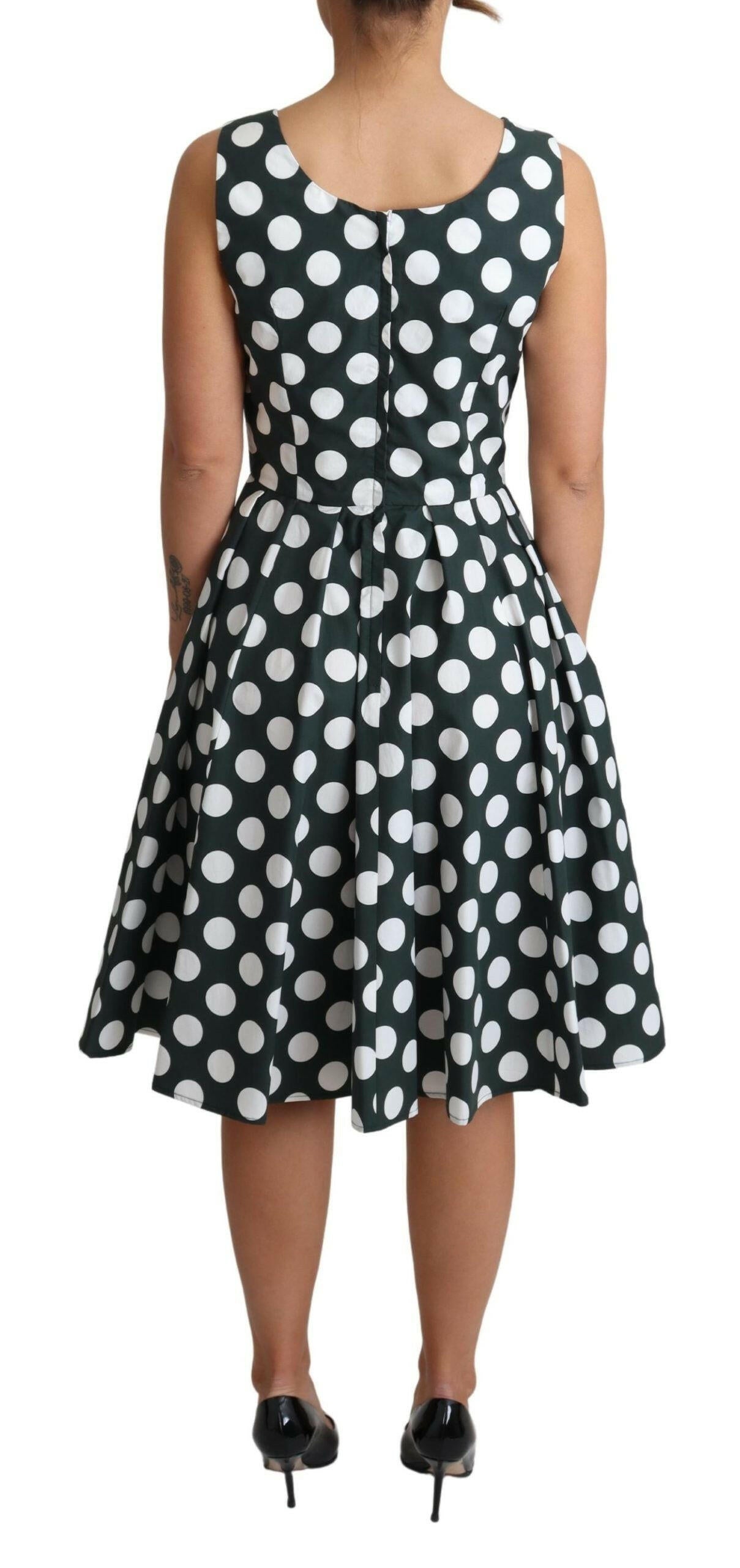 Dolce & Gabbana Green Polka Dotted Cotton A-Line Dress