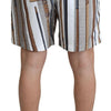 Dolce & Gabbana White Walking Stick Beachwear Shorts Swimshorts