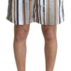 Dolce & Gabbana White Walking Stick Beachwear Shorts Swimshorts