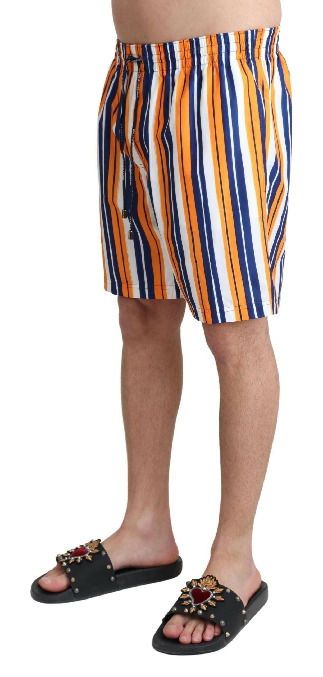 Dolce & Gabbana Multicolor Striped Beachwear Swimshorts