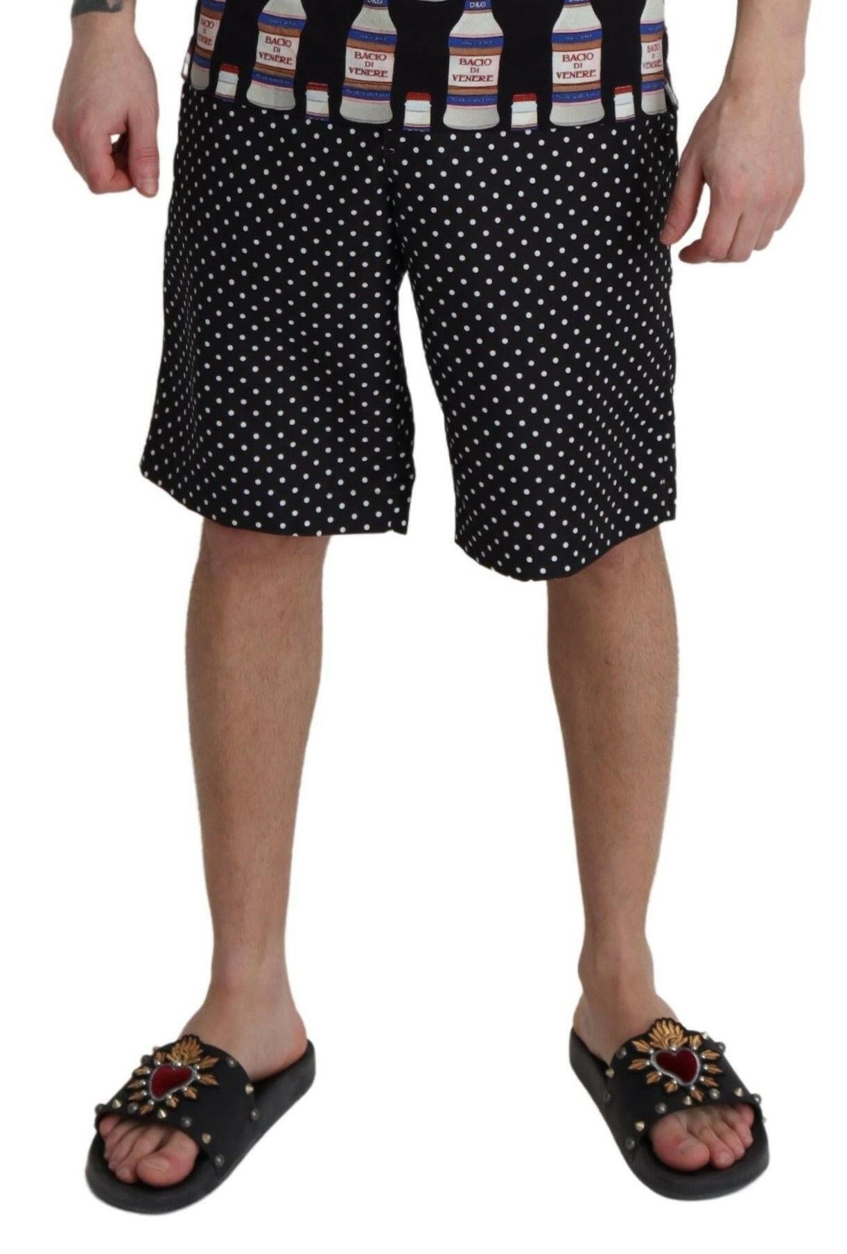 Dolce & Gabbana Black Polka Dots Beachwear Shorts Swimwear