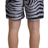 Dolce & Gabbana Gray Zebra Print Beachwear Shorts