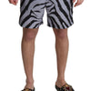 Dolce & Gabbana Gray Zebra Print Beachwear Shorts