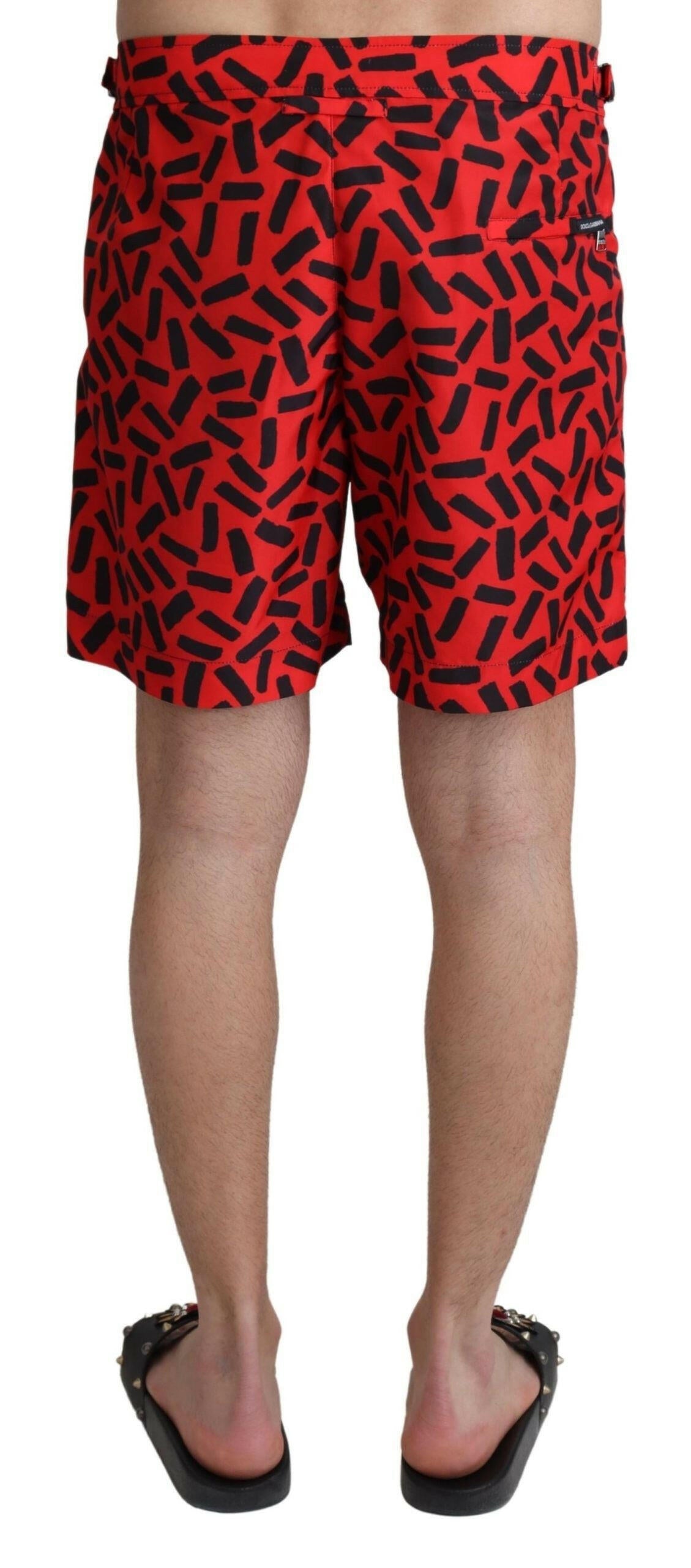 Dolce & Gabbana Red Patterned Beachwear Shorts Swimwear
