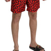 Dolce & Gabbana Red Patterned Beachwear Shorts Swimwear