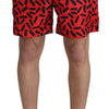 Dolce & Gabbana Red Patterned Beachwear Shorts Swimwear