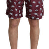 Dolce & Gabbana Maroon Hats Print Beachwear Shorts Swimwear