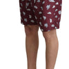 Dolce & Gabbana Maroon Hats Print Beachwear Shorts Swimwear