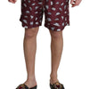 Dolce & Gabbana Maroon Hats Print Beachwear Shorts Swimwear
