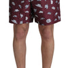 Dolce & Gabbana Maroon Hats Print Beachwear Shorts Swimwear