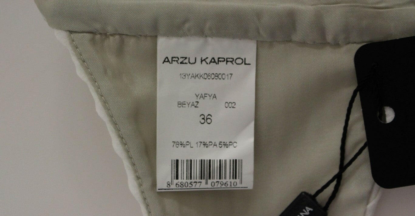 Arzu Kaprol White Lashes Open Back Vest Jacket